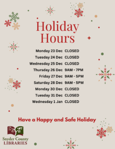 Read more about the article LIBRARY HOLIDAY HOURS